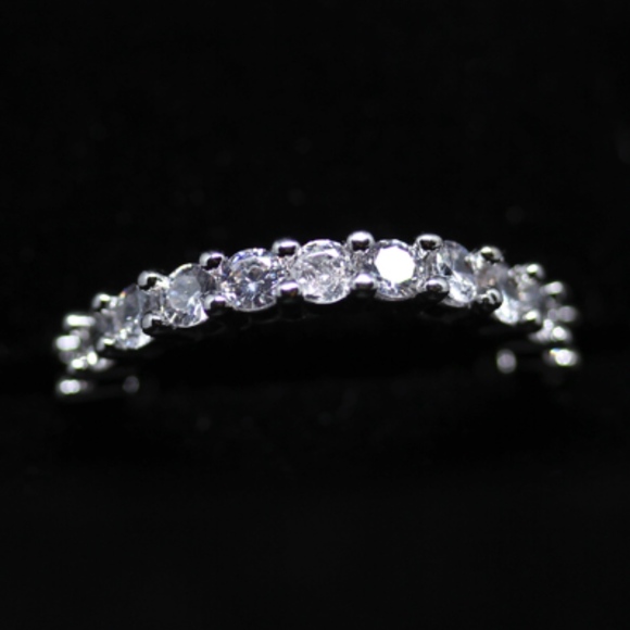 14kt Gold Dipped Tri Shape White Topaz Rings Set - Picture 5 of 8